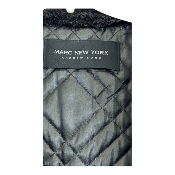 Marc New York black wool/cashmere w/ brown faux fur collar car coat Size XL EUC - Picture 4 of 7